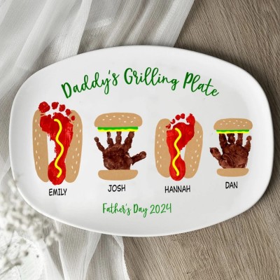 Personalized Daddy's Grilling Plate with Kids Names Father's Day Gift