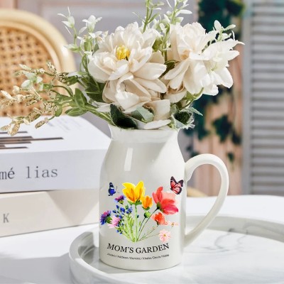 Custom Grandma's Garden Vase With Grandkids Names Birth Month Flower Vase