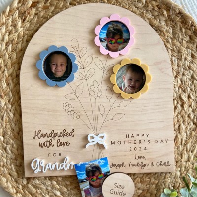 Handpicked With Love Flower Bouquet Photo Sign Kids Keepsake Mother's Day Gift